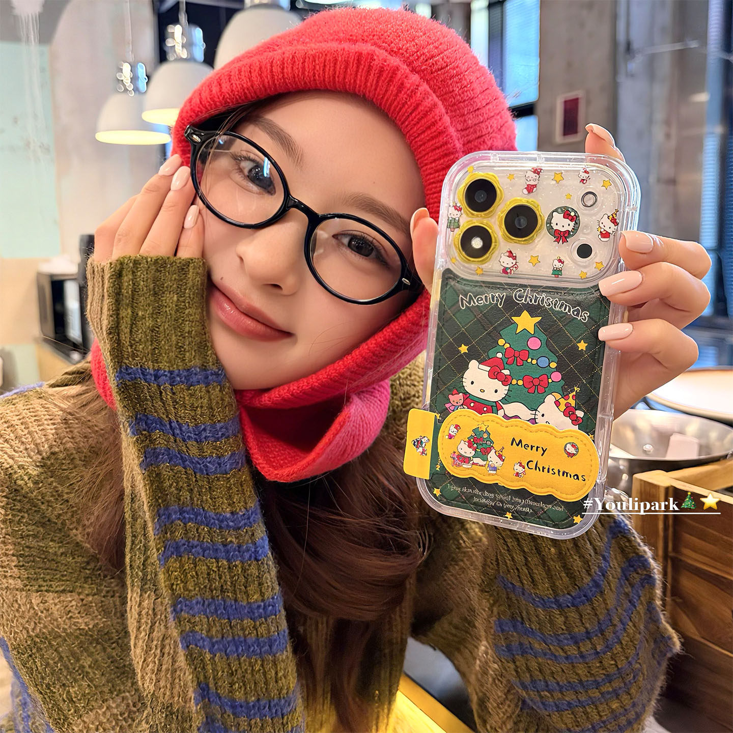 由里公园ins冬日可爱圣诞树猫咪折叠支架17适用17pro苹果17ProMax手机壳iPhone16全包14新款16Promax保护套女,3C数码配件,手机保护套/壳,淘宝优惠券,粉丝福利购,淘宝优惠卷