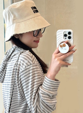 由里公园ins甜酷少女波漾豹纹猫咪磁吸支架15适用16pro苹果16ProMax手机壳iPhone16全包14新款14Promax保护套