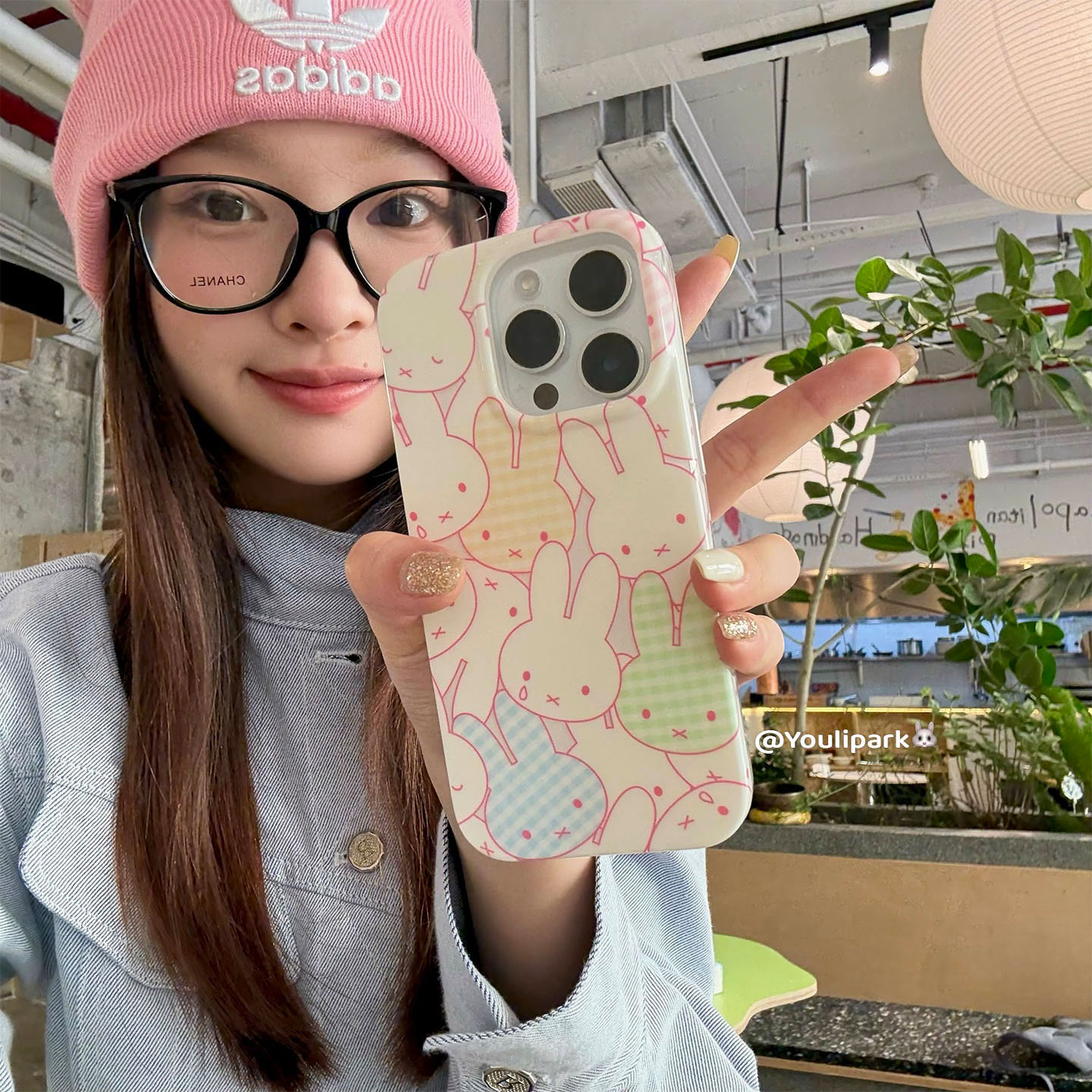 软萌可爱格纹米菲兔苹果手机壳女