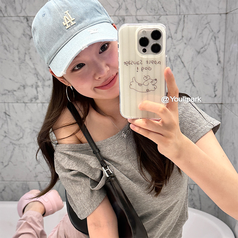 苹果手机壳简约少女奶萌条纹狗狗