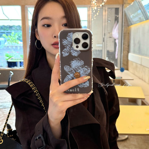 小众美拉德涂鸦花朵苹果手机壳女