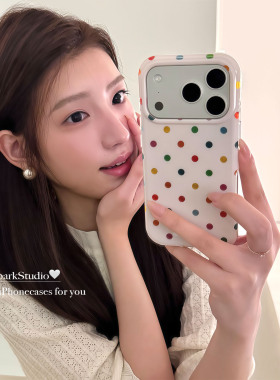 由里公园ins韩系简约少女心彩色鎏金波点17适用17pro苹果17ProMax手机壳iPhone16全包14新款16Promax保护套13