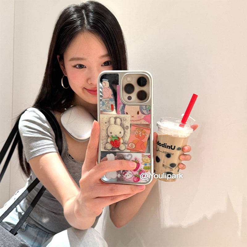 镜面涂鸦猫咪米菲兔苹果手机壳女