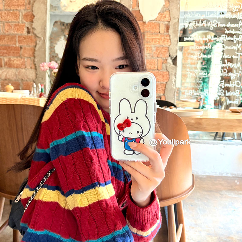 少女蝴蝶结米菲兔猫咪苹果手机壳