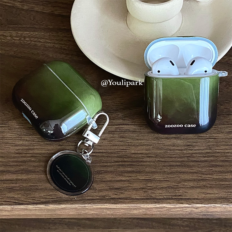 苹果耳机套琥珀豹纹抹茶绿色晕染