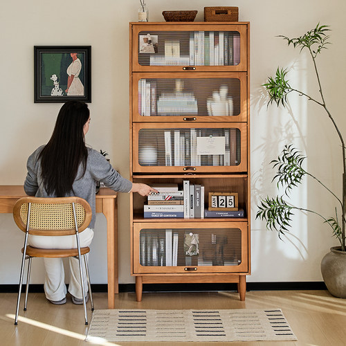 全实木防尘书柜展示柜满墙组合柜