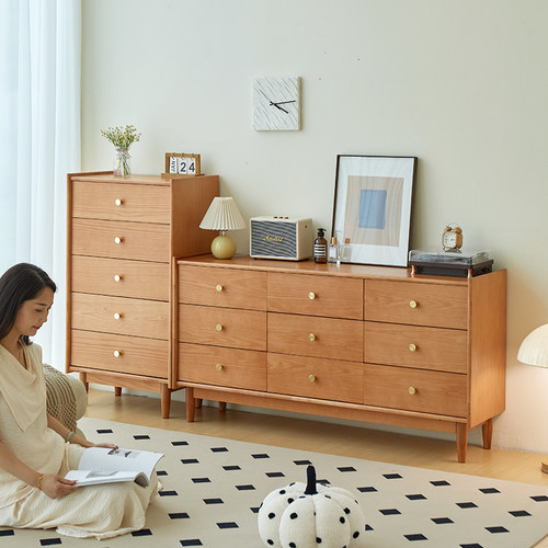 繁丰全实木五斗柜床尾柜现代简约