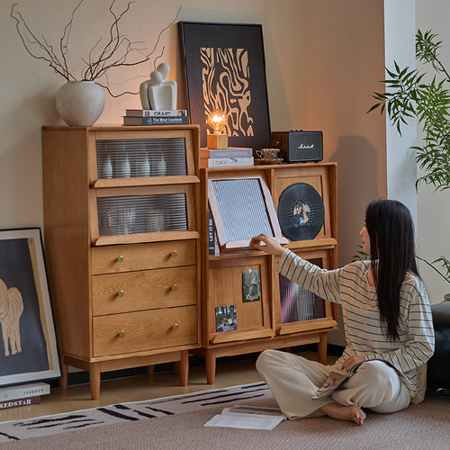 繁丰实木书柜边柜防尘展示柜