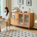 繁丰实木餐边柜客厅靠墙一体储物柜茶水置物柜厨房2025新款 收纳柜