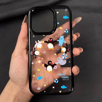苹果16pro手机壳爱心企鹅动物