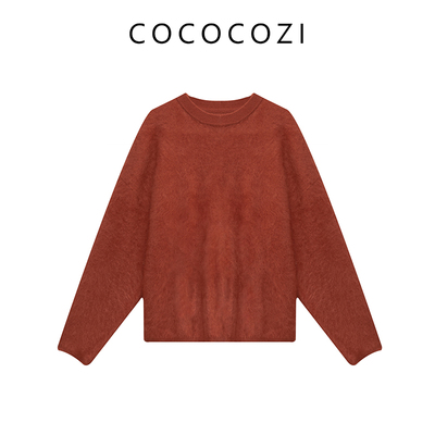 【淘宝官方直播】COCOCOZI秋冬羊绒宽松居家纯色针织衫套头上衣女