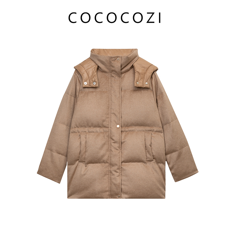 【淘宝官方直播】新款95白鹅绒丝驼羽绒服女士短款羽绒服