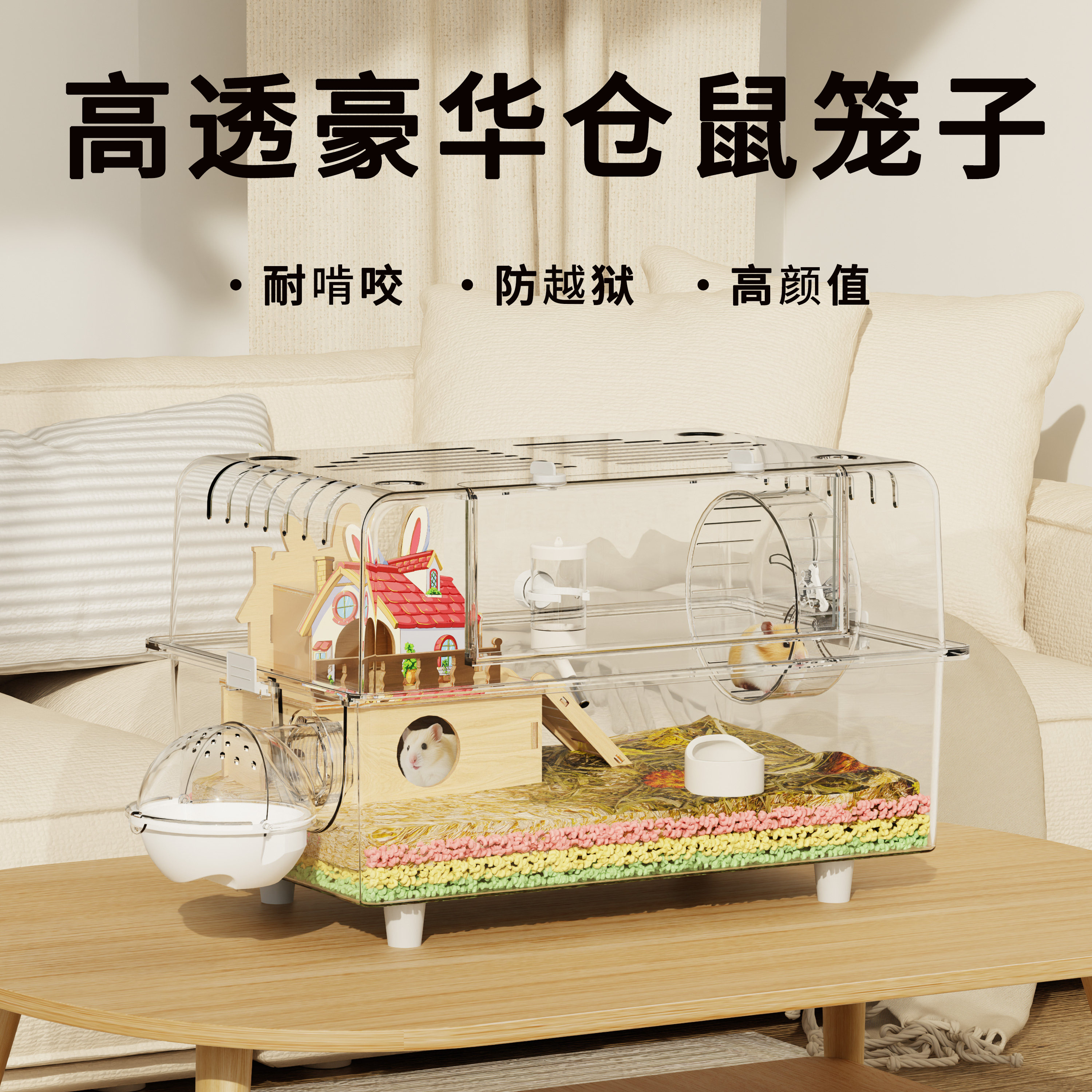 仓鼠笼子豪华别墅金丝熊专用超大亚克力透明饲养箱便宜大的造景窝,宠物/宠物食品及用品,笼子,淘宝优惠券,粉丝福利购,淘宝优惠卷