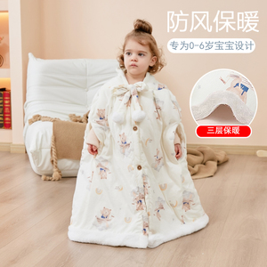 儿童披风斗篷外出秋冬女孩宝宝婴儿女童防风冬季加厚出门挡风外套