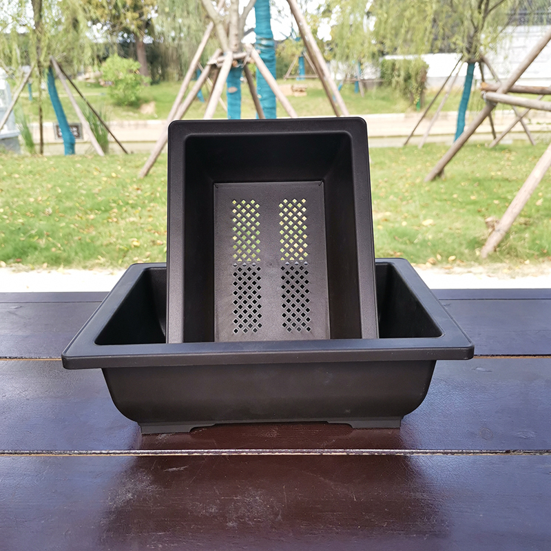 仿紫砂黑方小型复古风文竹花槽