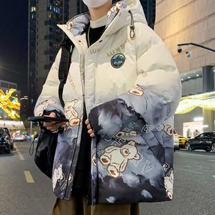 青少年羽绒棉服男冬季潮流加厚初中学生棉衣男生渐变棉袄大童外套