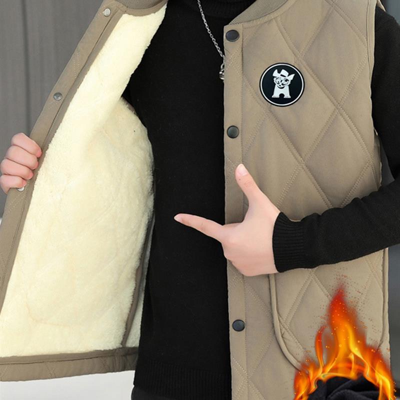 秋冬季新款加绒加厚棉马甲男士休闲保暖无袖坎肩棒球领小棉衣外套