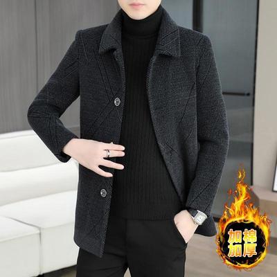 呢子大衣男中长款秋冬季加棉加厚毛呢外套轻熟风商务休闲高端风衣