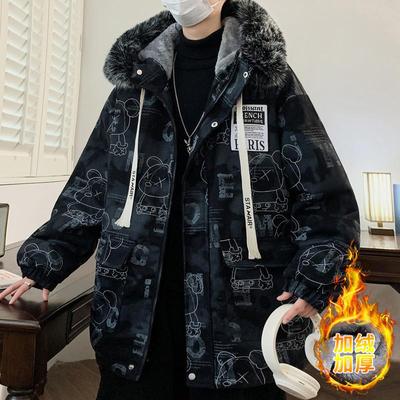 秋冬季加绒加厚外套男款棉服2025新款青少年棉衣中长款棉袄学生潮