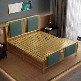 现代简约轻奢软包铁艺床双人公寓民宿铁床1.2米1.5米网红铁架子床