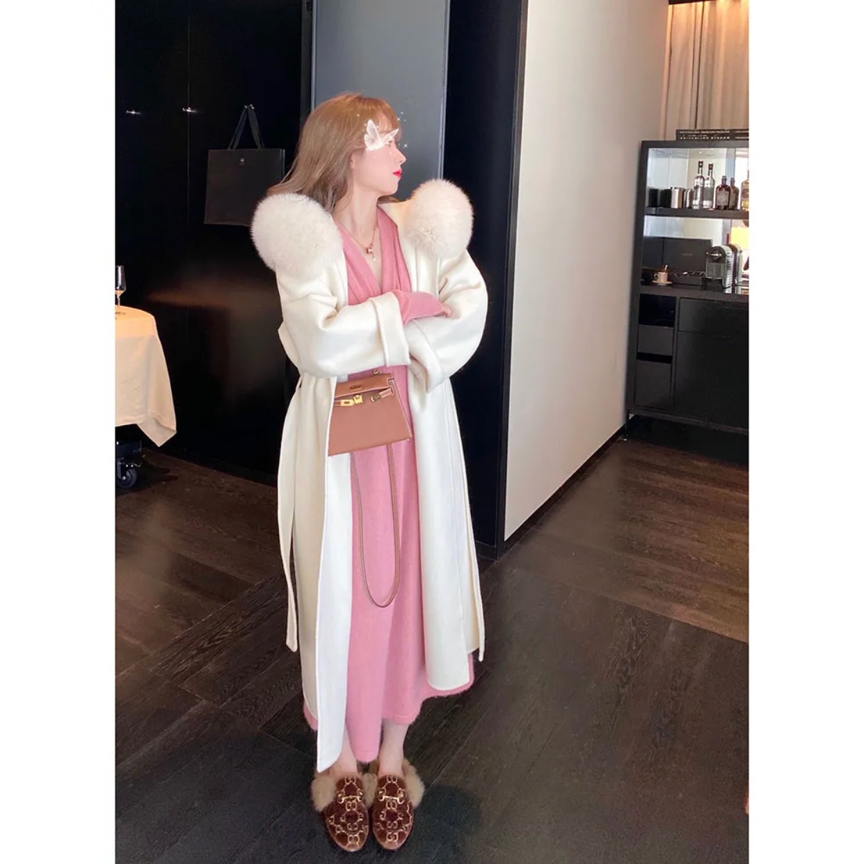 大码女装韩系设计感妮子外套2025秋冬新款宽松遮肉长款显瘦大衣