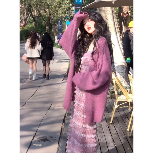 软糯紫色大码女装杜希娜高级感