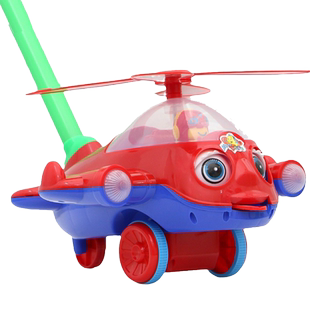 宝宝学步手推车婴儿推推乐儿童玩具推飞机独轮车单杆学走路带响铃