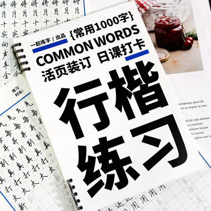 一起练字行楷字帖初学者入门训练行书成人字帖高中生大学生男生女生活页便携日课纸常用1000字规范字行楷书硬笔字帖书法临摹本