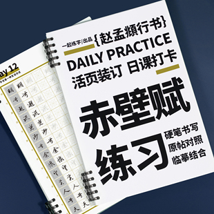 一起练字赵孟頫行书赤壁赋字帖成人初学者临摹古帖原帖硬笔书法练习纸活页日课纸大学生便携入门每日一页练字帖
