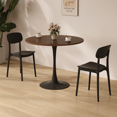 实木圆形洽谈桌椅家用客厅餐桌休闲咖啡桌奶茶店阳台郁金香圆桌子