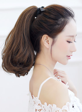 假发女马尾绑带式内扣微卷梨花马尾辫子蓬松自然中长发假发马尾
