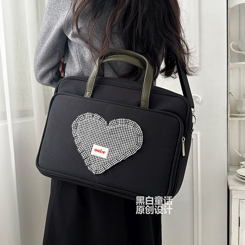 格子爱心大容量笔记本电脑包