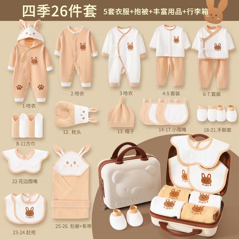 龙宝宝初生婴儿礼盒薄款纯棉衣服套装龙年新生儿待产包刚生满月礼