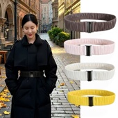 新品 羽绒面料光面松紧腰带褶皱弹力腰封女宽百搭配羽绒束腰显瘦用