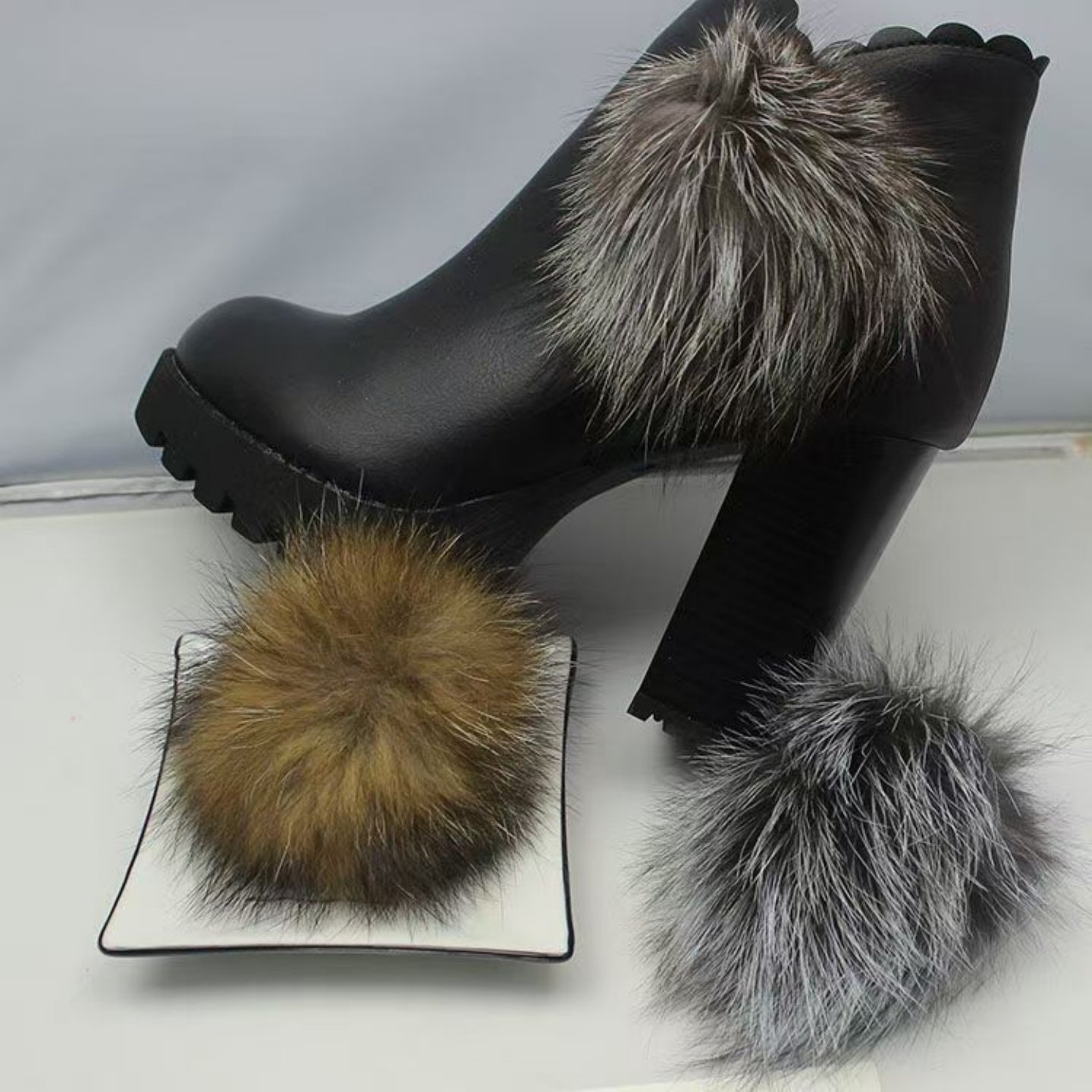 靴子毛球配饰鞋扣时尚百搭秋冬女鞋饰品毛毛球鞋花装饰毛绒配件