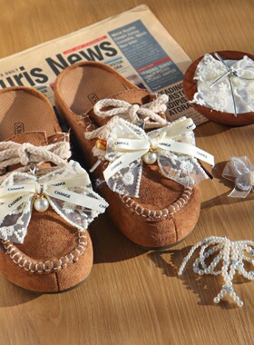 适配MIU系美拉德蕾丝串珠蝴蝶结鞋挂鞋扣德训袋鼠鞋穆勒鞋DIY装饰