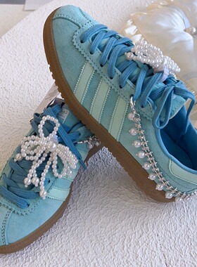 泫雅同款蝴蝶结珍珠流苏鞋花鞋扣镶钻后跟链配饰串珠吊坠装饰卡扣