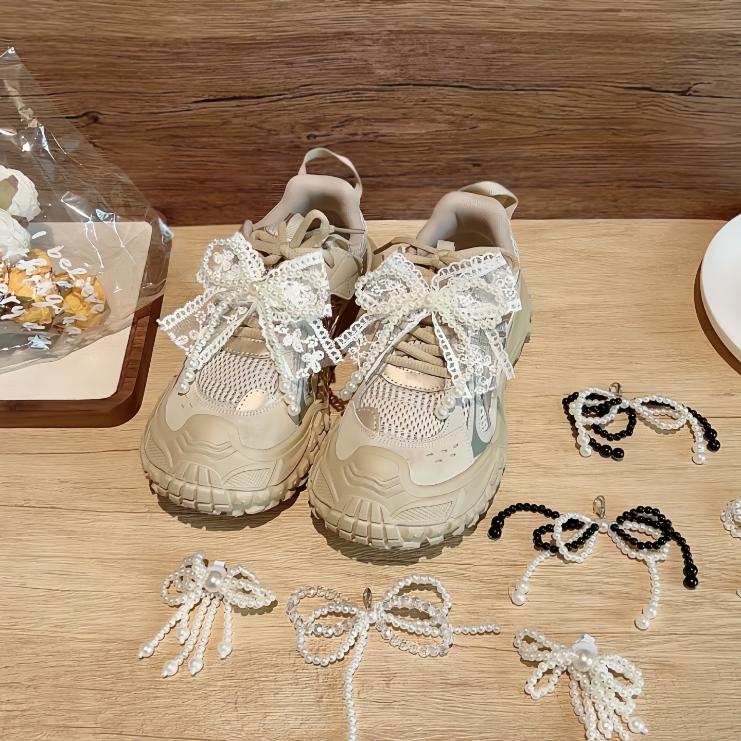 鞋带扣鞋花装饰纯爱芭蕾风串珠