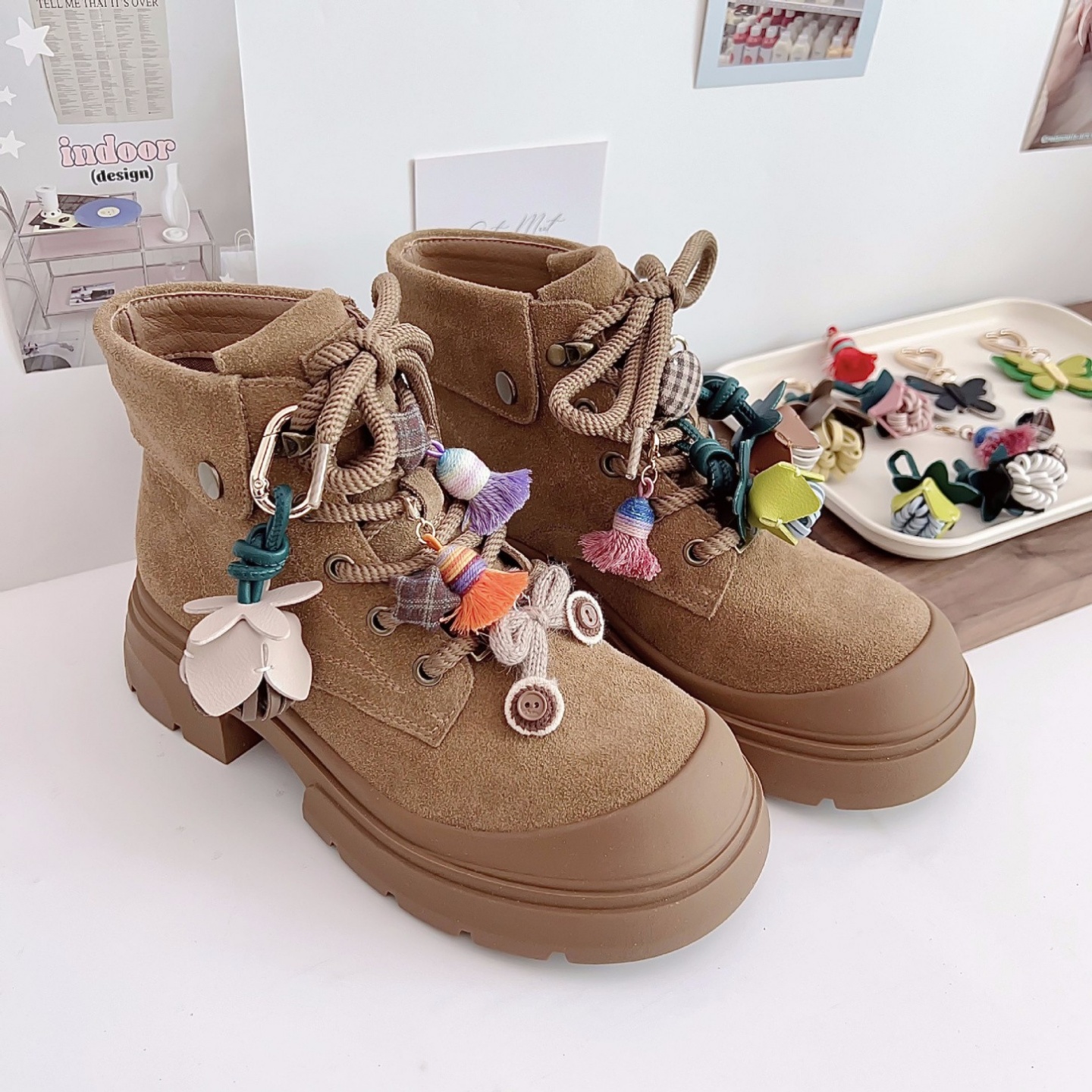 适配MIU系皮质流苏挂饰挂件鞋花鞋装饰包挂配饰鞋服配件手工鞋扣