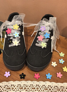 新款小花鞋带扣高级感糖果色花朵装饰配饰德训鞋运动鞋可拆卸DIY