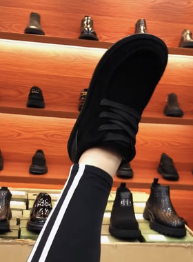 冬季新款商务休闲舒适圆头时尚系带百搭软底磨砂翻毛皮鞋男50890