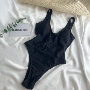 品牌断码 温泉度假复古美背小胸显瘦高开叉三角连体泳衣女 折扣