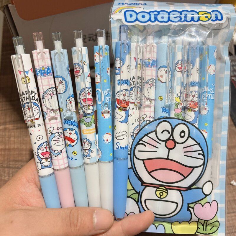 哆啦A梦中性笔可爱机器猫叮当猫按动笔高颜值ins风刷题笔签字笔。