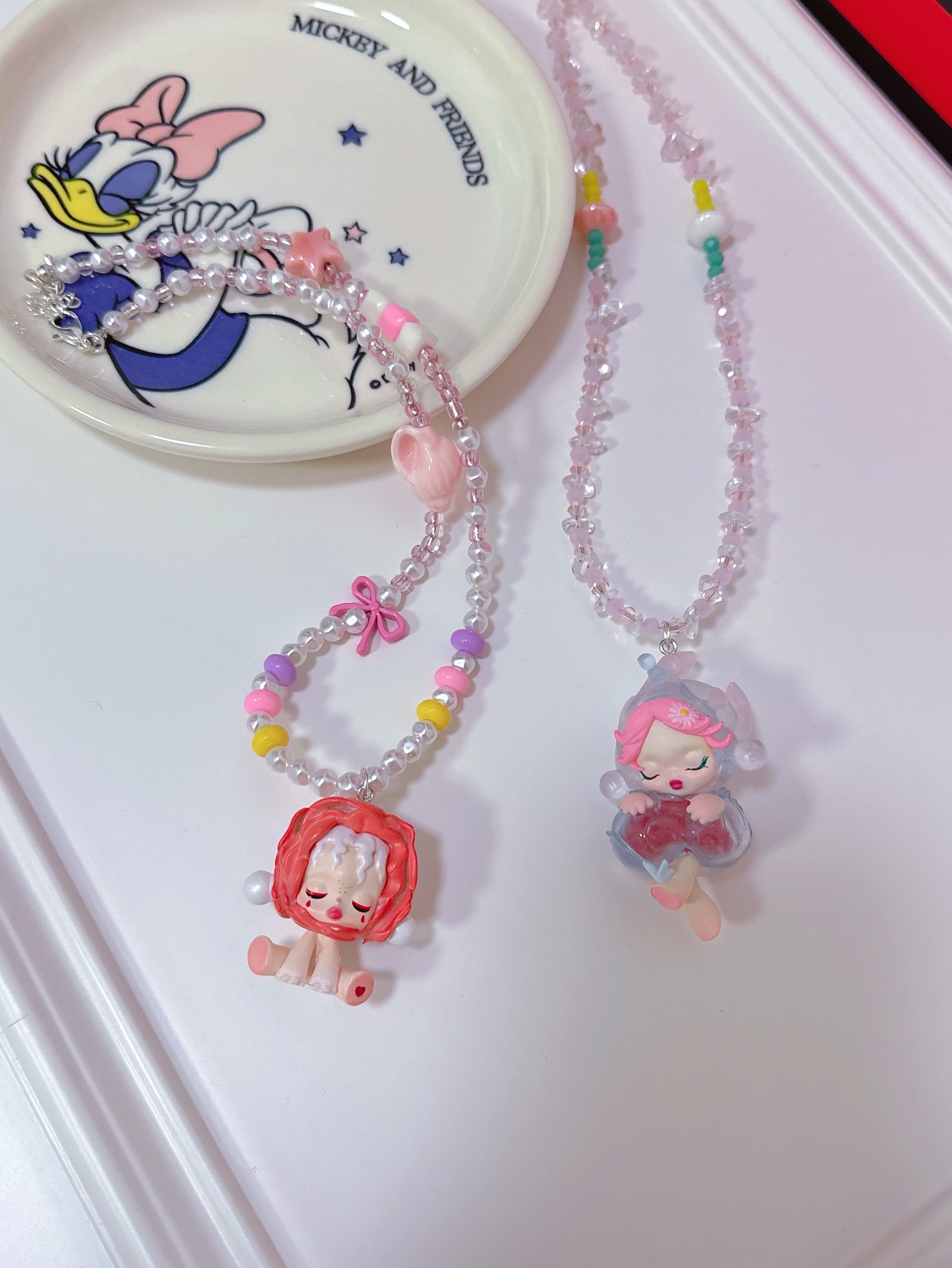 Liya手作串珠项链可爱密林古堡血色玫瑰泡泡玛特萌粒黛西短项链女