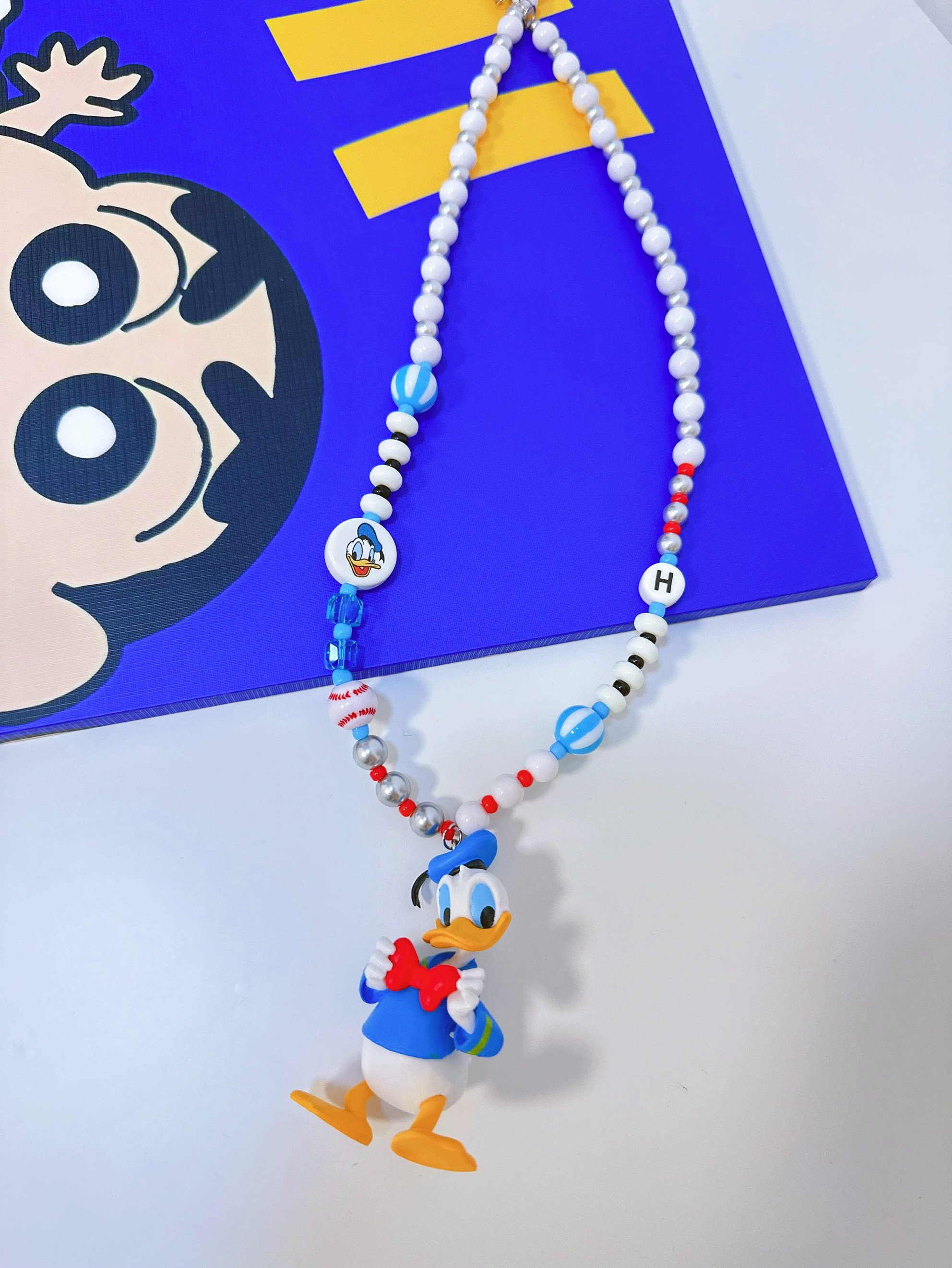 Liya手作卡通正版唐老鸭蝴蝶结小众可爱韩系项链迪士尼穿搭配饰品