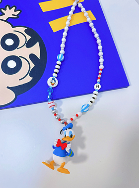 Liya手作卡通正版唐老鸭蝴蝶结小众可爱韩系项链迪士尼穿搭配饰品