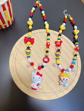 童趣卡通星之卡比hellokitty凯蒂猫labubu项链多巴胺手绘串珠饰品