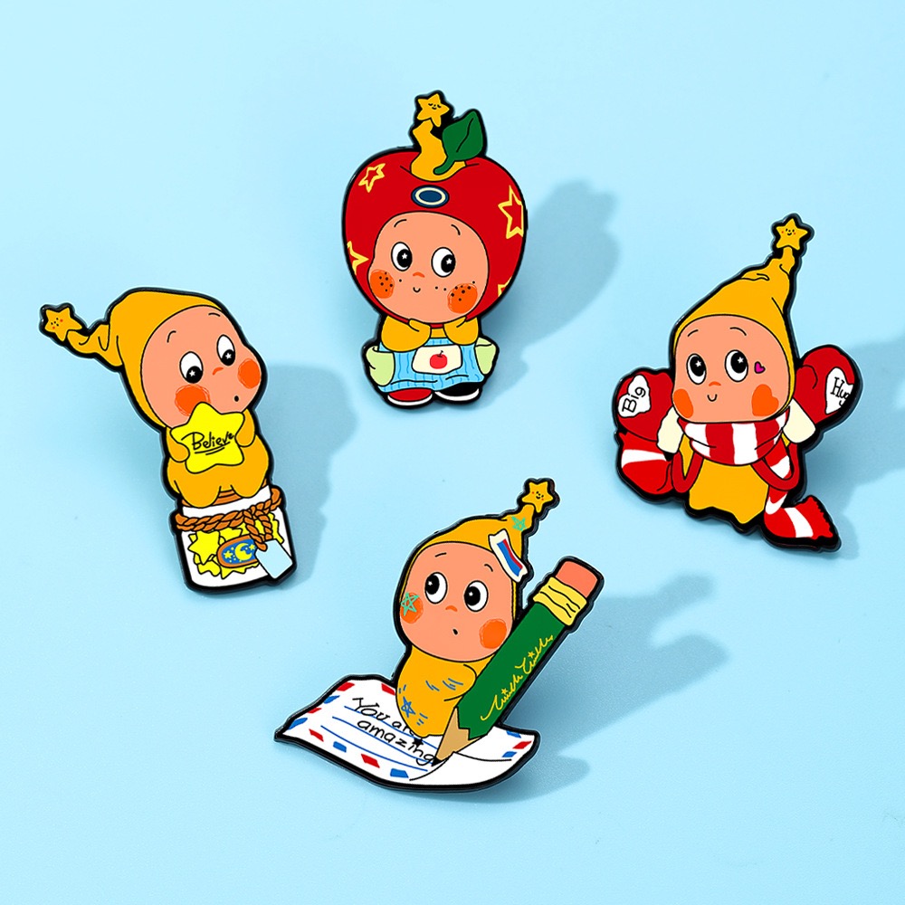 泡泡玛特123星星人胸针可爱金属徽章动漫卡通防走光扣情侣亲子饰p