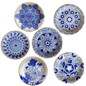 幼儿园儿童手工半成品青花瓷纹理填色纸盘国风元 饰画 素环创墙面装