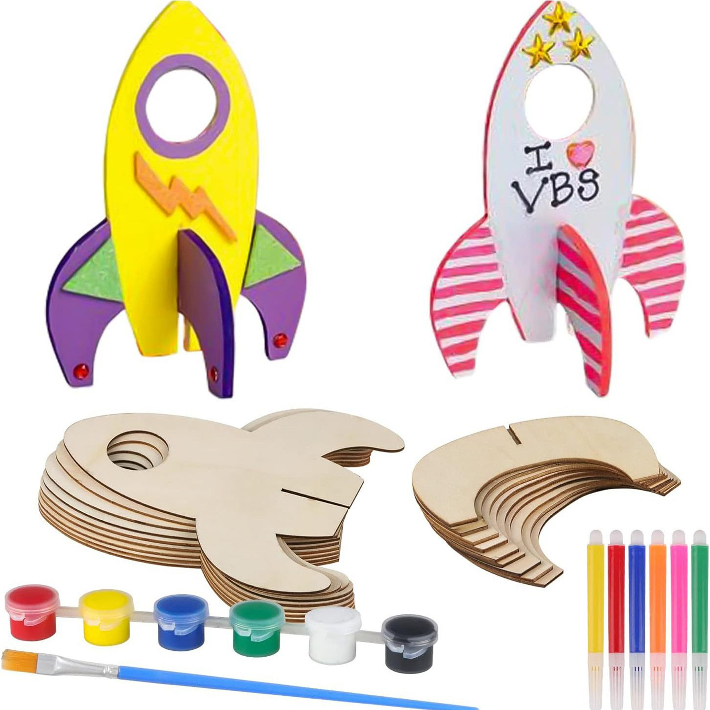 木制白坯立体涂色火箭材料 儿童国庆手工DIY白模填色手绘木质飞机,玩具/童车/益智/积木/模型,白模填色/模具彩绘/石膏娃娃,淘宝优惠券,粉丝福利购,淘宝优惠卷